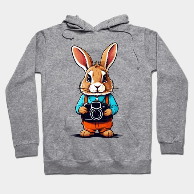 cute bunny holding camera Hoodie by Maria Murtaza